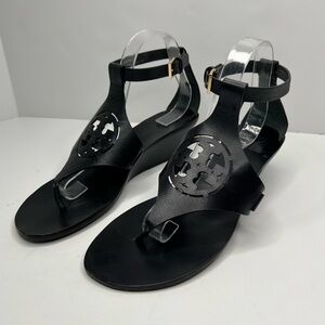 Tory Burch Zoey Wedge Sandal Black Size 10